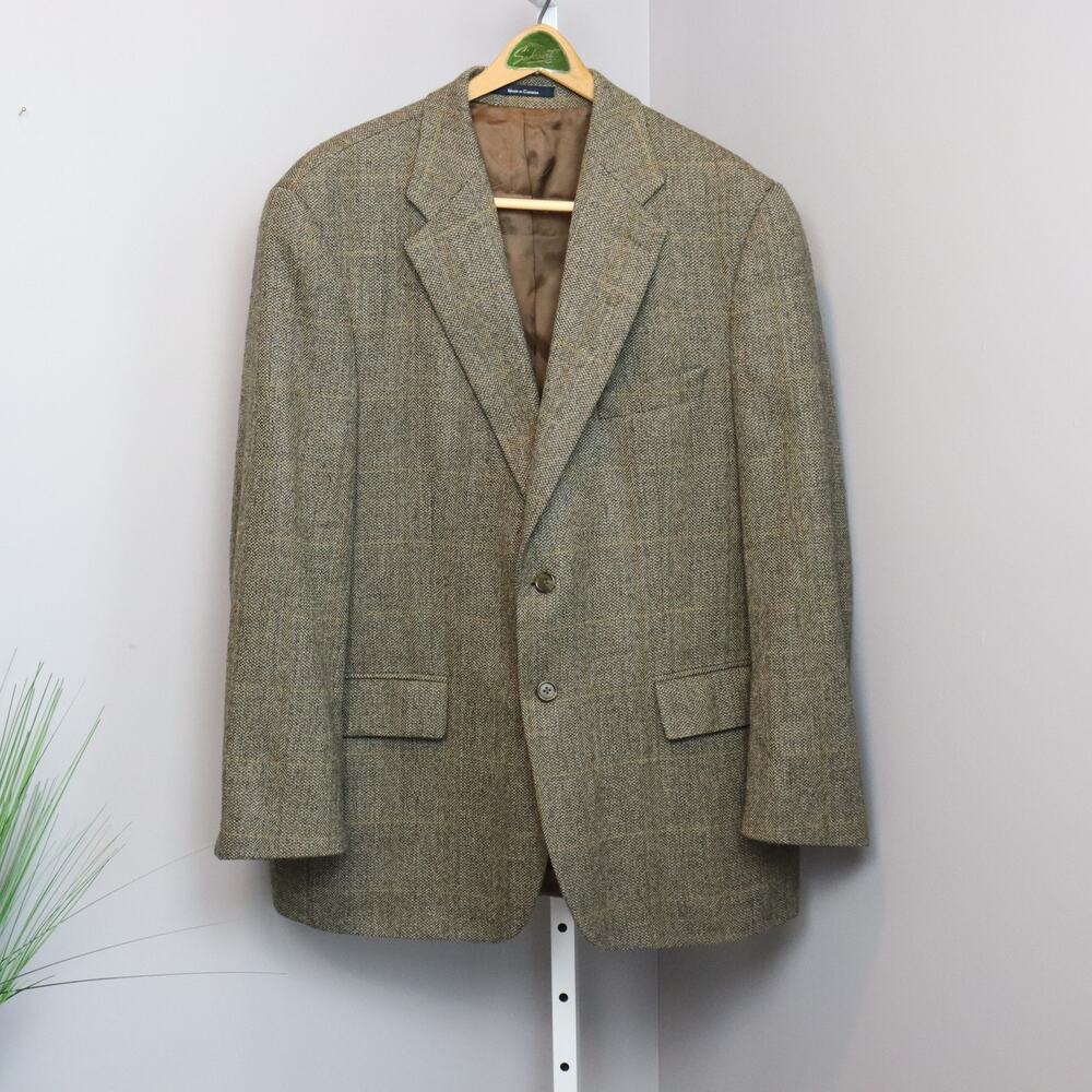 Chaps Ralph Lauren 44R Blazer Brown‎ Tweed Wool Sport Coat Jacket Vintage USA
